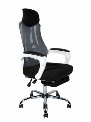 Кресло для руководителя Norden 007 NEW H-051 white frame белый пластик, серая сетка, черная ткань